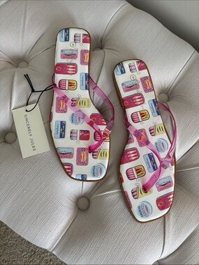 Sincerely Jules Pink Strap Printed Flip Flop Sandals